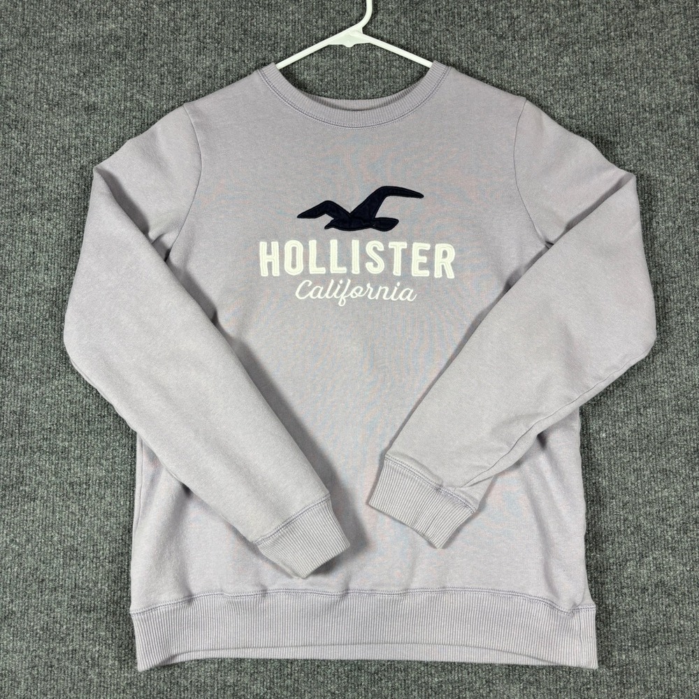 Hollister California Crewneck Sweatshirt Womens M Lavender Purple Applique Logo